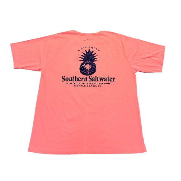 Southern Saltwater Myrtle Beach TShirt Stay Salty 2XL Coral Pineapple Short Slee - Picture 5 of 12
